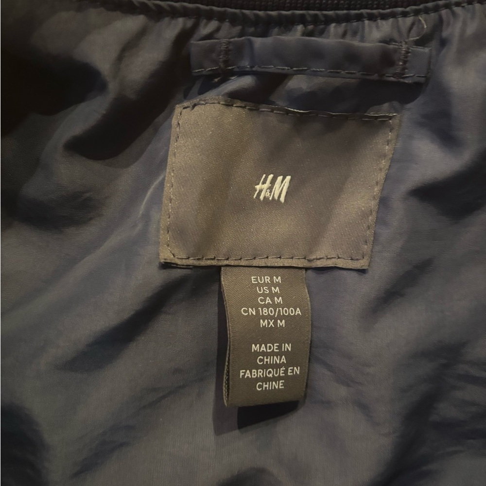 H&M Blue Bomber Jacket with Sleek Nylon Finish